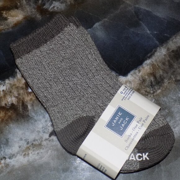 Janie And Jack Gray Knit Socks Size 0-6 Months NEW - Picture 1 of 3